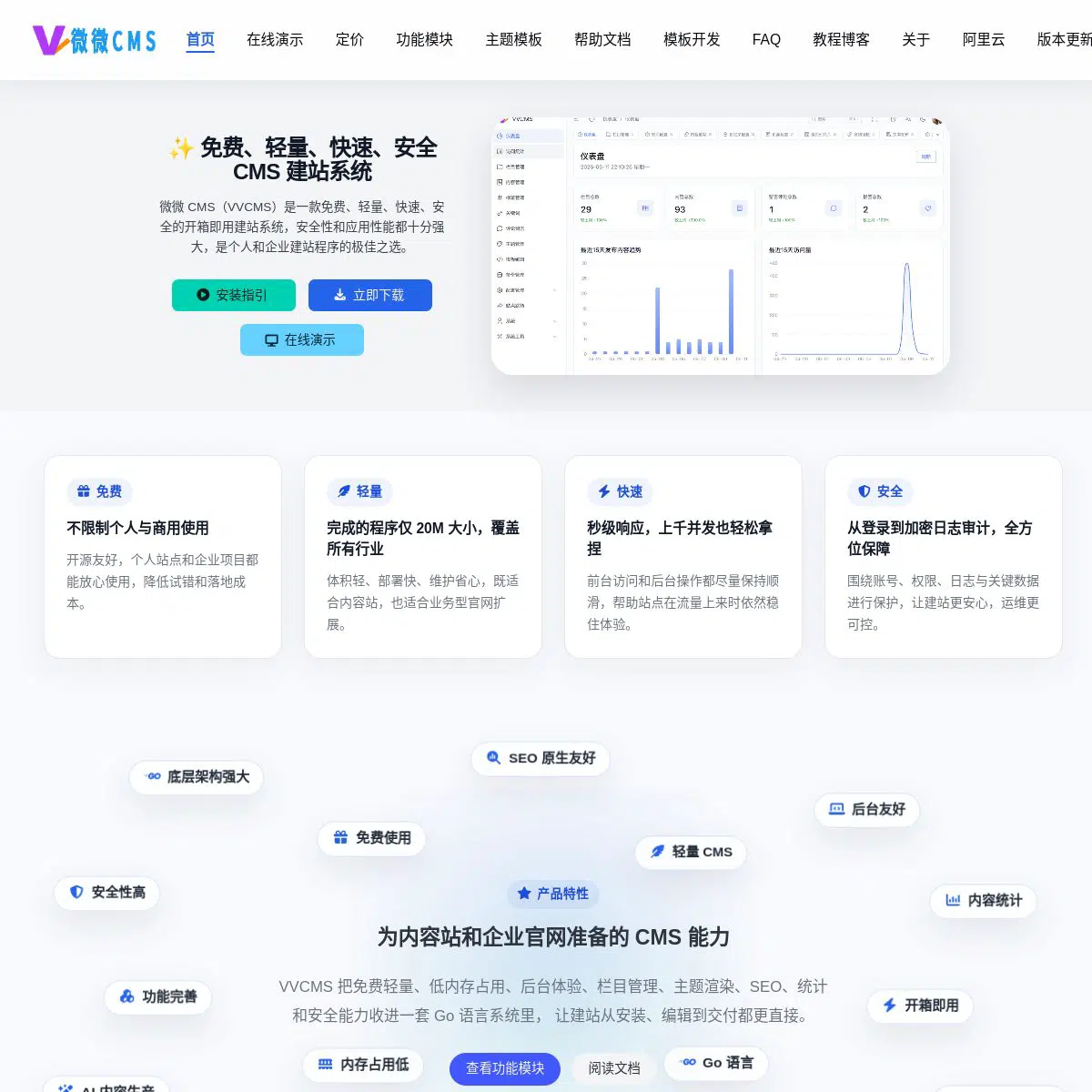 VVCMS 官网首页